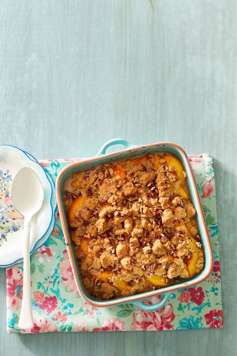 Make This Peach-Pecan Crisp for a Family Summer Dessertthepioneerwoman Pecan Crisp, Peach Crisp, Peach Desserts, Grilled Peaches, Pecan Recipes, Peach Recipe, Candied Pecans, Crisp Recipe, Fruit Desserts