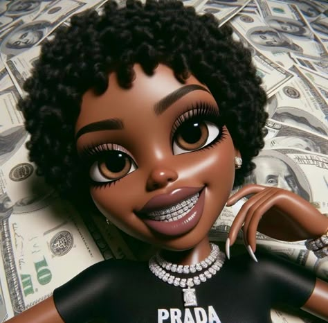 Baddie With Locs, Baddie Cartoon Aesthetic Pfp, Black Bratz, Black Bratz Doll, Brat Doll, Pink Wallpaper Girly, Doll Aesthetic, Black Cartoon Characters, Cute Tumblr Wallpaper