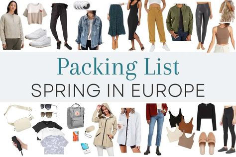 What to Pack for Spring in Europe: A Complete Packing List and Outfit Inspiration Europe In A Carry On Spring, 3 Week Packing List Europe, Capsule Packing Spring Europe, Fashion For Europe Travel Outfits, What To Take To Europe Packing Lists, Europe In March Packing, Amsterdam Packing List Spring, Packing For Europe In May, What To Wear To Europe In The Spring