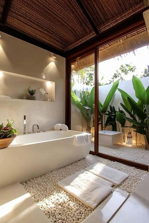 Bali House Design Villas, Bali Inspired Home, Bali Homes, Bali Bathroom, Canggu Villa, Villa Bathroom, Bali Jungle, Small Bathroom Window, Bali Luxury Villas