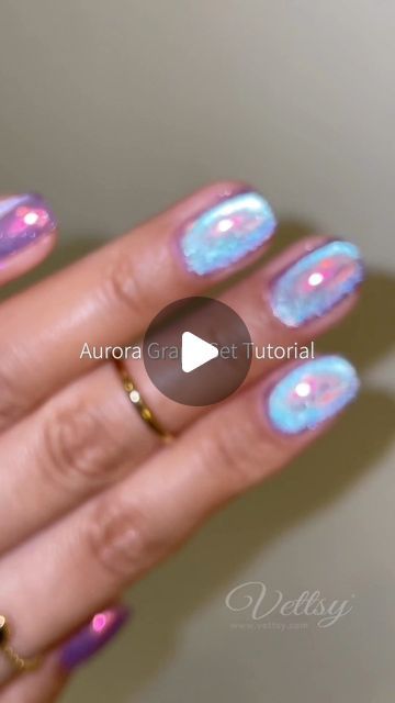 Easter Cat Eye Nails, Princess Aurora Nails, Aurora Nails Tutorial, Aurora Borealis Nails, Nail Design Tutorial Step By Step, Aurora Nails Design, Aurora Nail Art, Aurora Nails, Nail Designs Tutorial