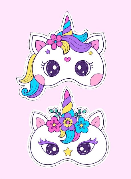 Diy craft unicorn mask printable mask te... | Premium Vector #Freepik #vector #unicorn-face #unicorn-horn #unicorn-head #unicorn