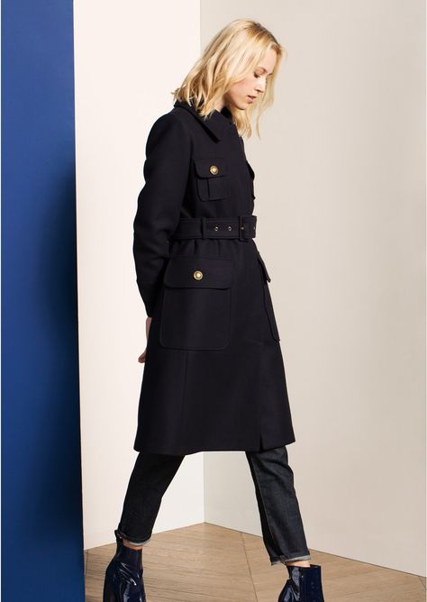 Manteau militaire marine - femme - tara jarmon 3 Tara Jarmon, Military Coat, Women's Coats, Trench Coats, Change Your Mind, Winter Season, The Winter, Parka, Duster Coat