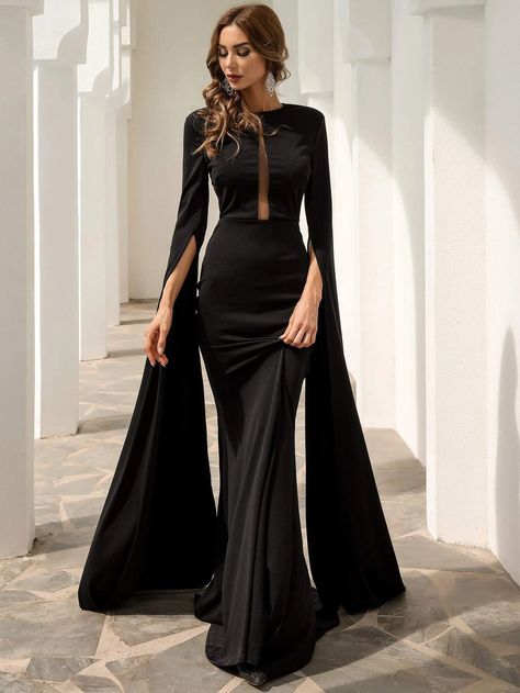 Black Formal Gown, Bold Women, Floor Length Maxi Dress, Long Sleeve Gown, Maxi Dress Prom, فستان سهرة, Extra Long Sleeves, Looks Street Style, Black Gown