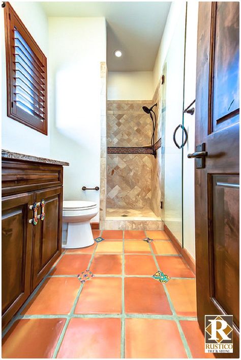 Saltillo Tile Mexican Style Bathroom Ideas, Spanish Bathroom Hacienda Style, Spanish Bathroom Ideas, Spanish Style Bathrooms Mexico, Mexican Style Bathroom, Mexican Tile Bathroom, Mexican Style Decor, Spanish Style Bathrooms, Spanish Bathroom