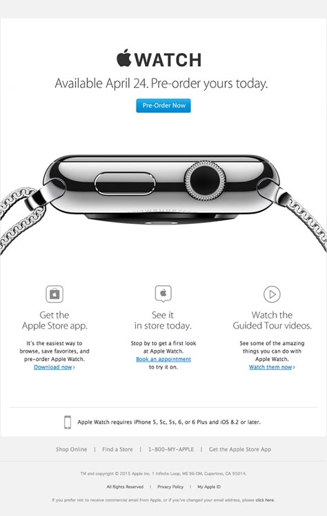 Pre-order your Apple Watch today. | Really Good Emails Mobile Advertising Design, Apple Watch Design, Email Layout, Christmas Advertising, Mailer Design, Ad Layout, Website Design Layout, Email Template, Apple Design