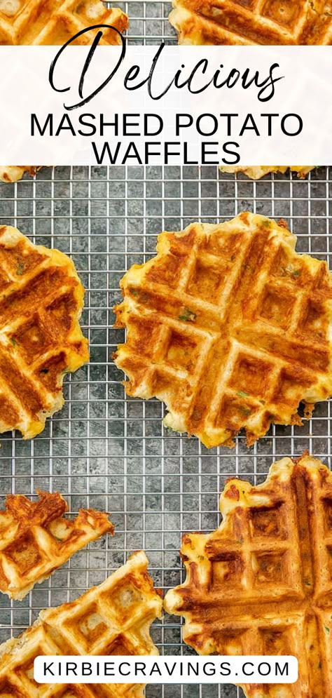 Potato Pancake Waffles, Potatoes In Waffle Maker, Mash Potato Waffles, Mashed Potato Waffles Recipes, Mashed Potatoes In Waffle Maker, Mashed Potato Hashbrowns, What To Do With Instant Mashed Potatoes, Dinner Waffle Recipes, Leftover Mashed Potato Recipes Waffle Iron