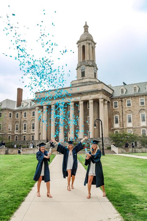 College graduation photo Penn state #psu #pennstate #psugrad #collegegrad #collegegraduation #oldmain #collegegraduationdress #graduationdress #whitedress #graduationphotography #oldmain College Pics Aesthetic, Graduate College Aesthetic, College Photo, Graduated Aesthetic, College Life Photography, Penn State Graduation, Graduating College Aesthetic, College Graduation Pictures Friends, Graduating College