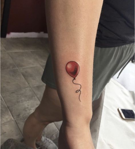 Balloon Tattoo Ideas, Balloon Tattoo, Rose Tattoos For Women, Small Forearm Tattoos, Movie Tattoo, Vine Tattoos, Spine Tattoos For Women, Small Hand Tattoos, Horror Tattoo