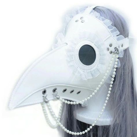 Plague Doctor White, Plague Doctor Costume, Oc Fashion, Plague Doctors, Goth Stuff, Bird Mask, Plague Mask, Pastel Punk, Plague Doctor Mask