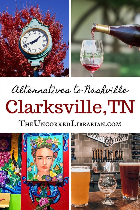 Are you looking for Nashville alternatives? Clarksville, TN is only one hour away. Find 18 things to do in Clarksville, TN including, a winery, breweries, a distillery, and endless literary cafes. Clarksville is perfect for book lovers and travelers looking for boozy spots. #Tennessee #Clarksville #ClarksvilleTN #UnitedStates Travel Tennessee, Cheap Trips, Things To Do In Tennessee, Glass Restaurant, Tennessee Nashville, Clarksville Tennessee, Literary Travel, Travel Destinations Usa, Southern Travel