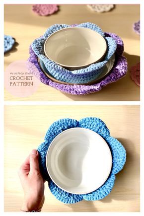 Crochet Projects With Tshirt Yarn, Crochet Ideas One Skein, Free Beginner Friendly Crochet Patterns, Crochet Cup Holder Free Pattern, Crochet Bowl Cozy Free Pattern Easy, Placemat Crochet Pattern Free, Crochet Bowl Cozy Free Pattern, Crochet To Sell Ideas, Bowl Cozy Crochet