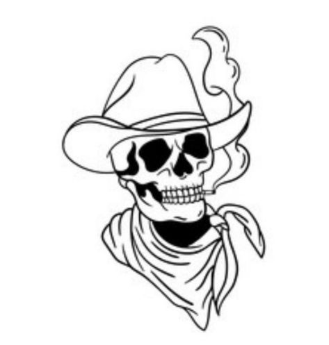 Small Cowboy Tattoo, Punchy Western Tattoos, Small Skull Tattoo, Outlaw Tattoo, Cowboy Skull, Cowboy Tattoos, Cute Couple Tattoos, Half Sleeve Tattoos Drawings