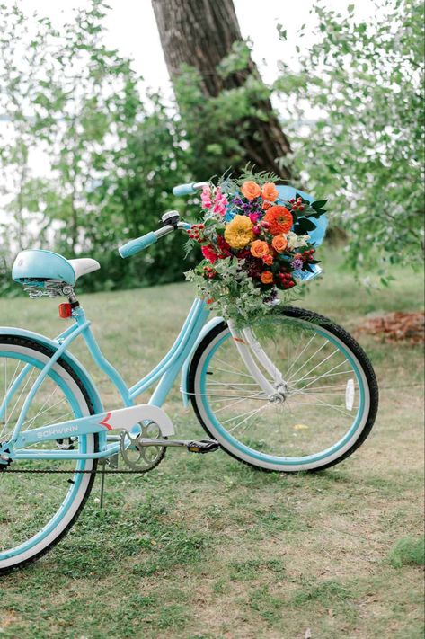 Pretty Bicycle, Cycle Pictures, Bicycle With Flowers, Bicycle Pictures, Edible Eyes, Bike Wedding, Highland Cow Painting, Bicycle Chic, Velo Vintage