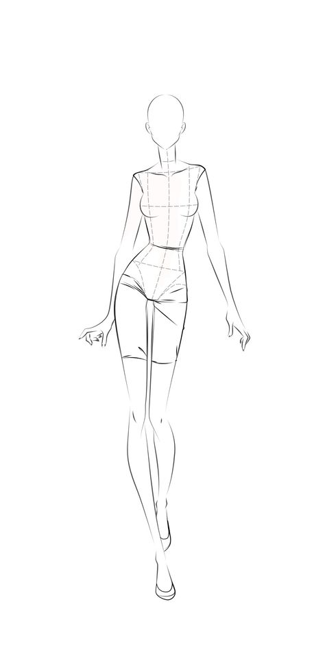 Body Reference Drawing Woman Front View, Posture Sketch Figure Drawing, Body Postures Sketch Pose Reference, Mannequin Design Drawing, Croquie Poses Illustration, Fashion Sketches Template, Fashion Sketch Template Figure Drawing, Model Figure Sketch Fashion Templates, Body Posture Sketch