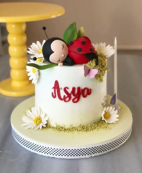 Ladybug Cake Design, Ladybug Cake Ideas, Ladybug Birthday Cake, Snail Cake, Ladybug Cakes, Fairy Birthday Cake, Tiger Cake, Bug Cake, Ladybug Cake