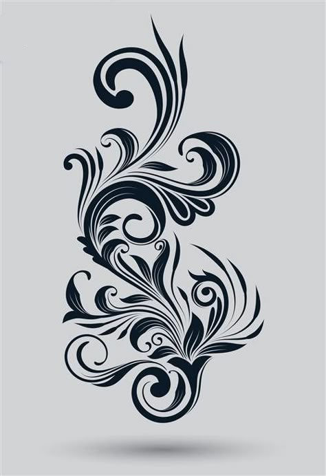 Single Floral Ornamental Convert Image To Vector, Motif Arabesque, Ornamental Vector, Filigree Tattoo, Floral Stencil, Stencil Patterns, Carving Designs, Scroll Design, Stencil Art