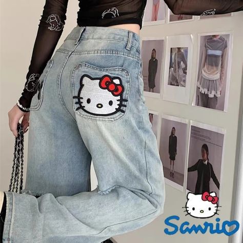 Just found this amazing item on AliExpress. Check it out! $18.39  7％ Off | Sanrio Y2k Hello Kitty Jeans Harajuku Trend Anime Kawaii Kt Wide Leg Pants Loose For Women Trouser Street Student Casual Fashio Hello Kitty Jeans, Y2k Hello Kitty, Pants Loose, Anime Kawaii, School Outfits, Smart Shopping, Trousers Women, Leg Pants, Wide Leg Pants