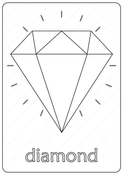 Free Printable Diamond Coloring Pages Diamond Coloring Page, Cowboy Boots Drawing, Diamond Printable, Boots Drawing, Dimond Ring, May Crafts, African Crafts, Diamond Drawing, Christian Crafts