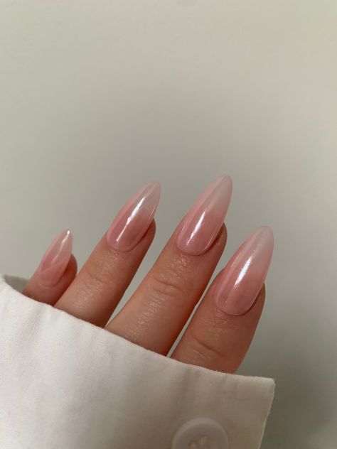 Pink Glazed Donut, Hailey Bieber Nails, Bieber Nails, Blush Pink Nails, Shape Chart, Glazed Donut, Nails Salon, Blush Nails, Almond Acrylic Nails