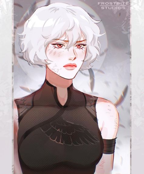 ✧ Frost | she/her | 18 | USA ✧’s Instagram post: “(Edit: @louixie has informed me she would prefer if Crowsong wasn’t drawn as human, so please respect that and don’t follow my example.)…” Female Character Design White Hair, Female Character White Hair, Woman With White Hair Art, Instagram Post Edit, White Haired Female Character Art, Frostbite Studios, Albino Girl, Post Edit, Genshin Oc