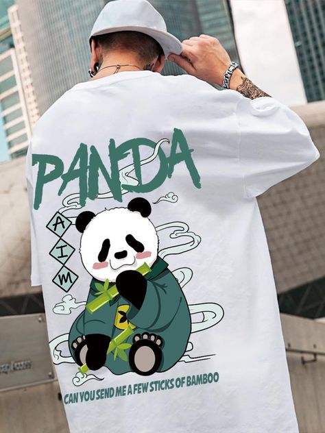 Funny Pajamas, Panda Tshirt, Tshirt Design Men, Panda Print, Vintage Anime, Games Room, T Shirts Women, Men Shirt Style, Tee Shirt Homme