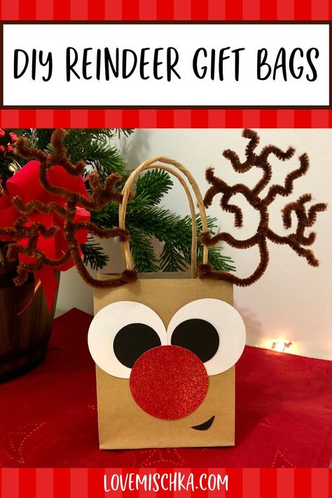 Make your own CUTE DIY Reindeer Gift Bags with this simple guide. They’re an easy, fun, kid-friendly Christmas craft and the perfect handmade Christmas gift bag idea. #christmascrafts #reindeerbagcraft #christmasgiftbagsideas Christmas Bags Diy, Christmas Bags For Kids, Diy Christmas Bags, Christmas Gift Bags Diy, Christmas Gift Bags Ideas, Christmas Bag Ideas, Diy Christmas Gift Bags, Reindeer Gift Bags, Santa Activities