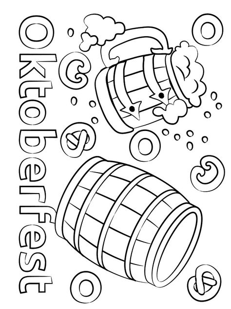 Oktoberfest Coloring Pages, Oktoberfest Tattoo, Beer Barrel, Oktoberfest Beer, Oktoberfest Party, Fun Fair, Printable Coloring Sheets, Printable Banner, Free Printable Coloring