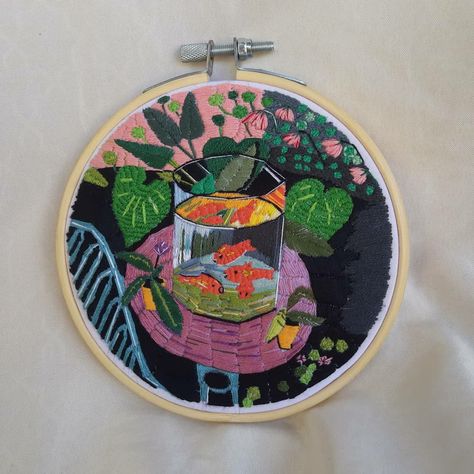 embroidery colors matisse art Still Life Embroidery, Matisse Embroidery, Paint Board, Embroidery Red, Hand Embroidery Projects, Matisse Art, Painted Boards, Red Fish, Craft Time