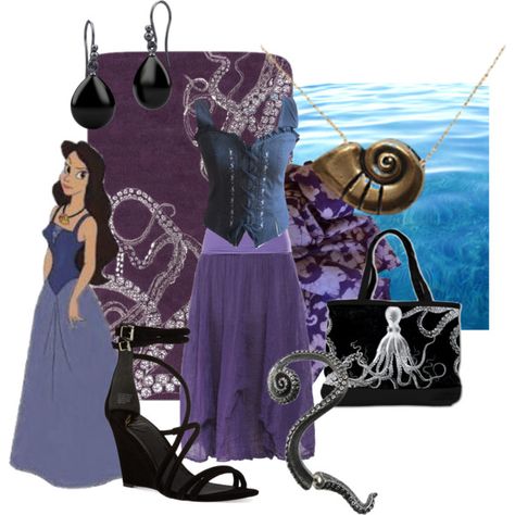 Disney UNBound - Vanessa/Ursula - The Little Mermaid by britas on Polyvore featuring B Brian Atwood, Disney, Pieces, nuLOOM, disney, disneybound and disneyunbound Disney Villian Inspired Outfits, Villians Disneybound, Vanessa Little Mermaid Costume, Disney Bound Outfits Villians, Disneybound Outfits Ursula, Disneybound Villains, Disneybound Villains Inspired Outfits, Disneybound Outfits Casual Villains, Vanessa Ursula