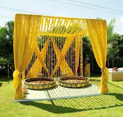 Photo By Decor by Aditya - Decorators Haldi Decor Ideas, Haldi Function Decoration, Haldi Decoration Ideas, Haldi Ceremony Decorations, Wedding Tent Decorations, Small Wedding Decor, Mehendi Decor Ideas, Haldi Decor, Wedding Decor Photos