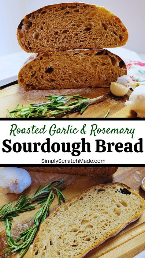 Sourdough Garlic Bread, Rosemary Sourdough Bread, Garlic Sourdough Bread, Garlic Sourdough, Roasted Garlic Bread, Rosemary Sourdough, Sourdough Breakfast, Sourdough Starter Discard Recipes, Starter Discard Recipes