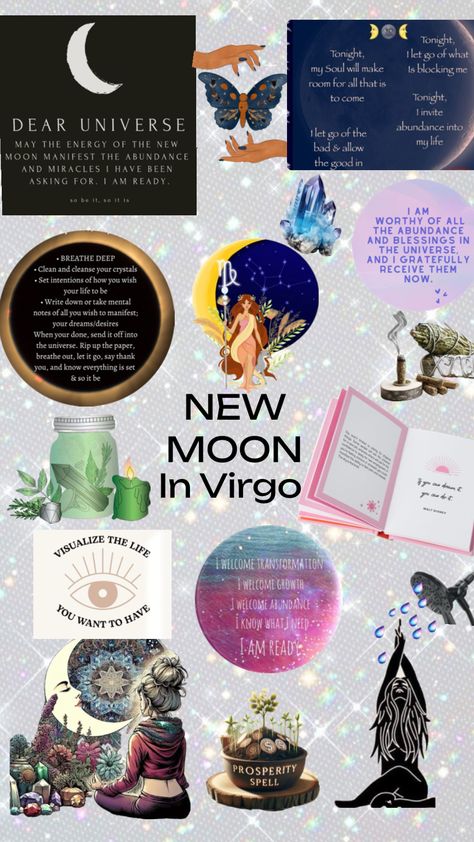 Created by nicoladreams111 on Shuffles Moon In Virgo Aesthetic, Virgo Moon Aesthetic, New Moon In Virgo, Moon In Virgo, Virgo Moon, Moon Aesthetic, Junk Journal Ideas, I Am Worthy, I Am Ready