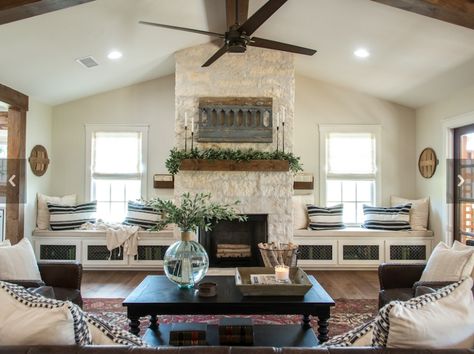 Fixer Upper Season 4 Episode 4: The Big Country House Big Country House, Jo Gaines, Fixer Upper Living Room, Fixer Upper House, Kitchen Floors, Double Window, Room Addition, Morgan Hill, Window Seats