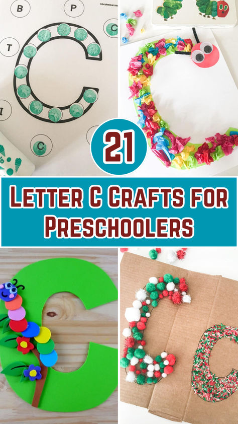 Letter C Crafts for Preschoolers Letter C Craft For Preschool, Letter C Activity For Preschoolers, Letter C Arts And Crafts For Preschool, C Crafts Preschool, Letter C Crafts For Preschool, C Activities For Preschool, Letter C Activities For Preschool, C Is For Craft, Letter C Preschool