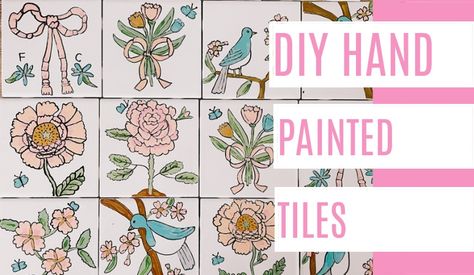 Hand Painted Tiles Diy, Little Free Library Plans, Diy Spray Paint, Build A Playhouse, Painted Tiles, Hand Painted Tile, Painting Ceramic Tiles, Country Manor, Art Templates