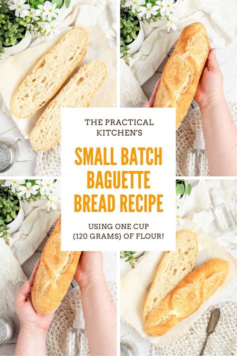 small batch baguette bread recipe Small Batch Of Buns, Small Baguette Recipe, Mini Sourdough Baguettes, Mini French Bread Loaves, Sour Dough Baguette Recipes, Small Crusty Bread Recipe, Simple Baguette Recipe, Small Batch Baguette Recipe, Small Batch Breadsticks