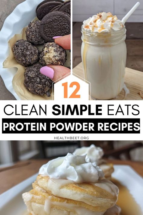 You can make everything from shakes to ice cream, donuts, and pancakes with the right protein powder. These recipes were made with the fun flavors of Clean Simple Eats Protein powder! You'll want to try these recipes and save them. Protein Powder Recipes Shakes, Peaches And Cream Dessert, Health Beet, Easy Protein Shakes, Pumpkin Pie Protein, Clean Simple Eats, Protein Shakes Recipes, Protein Powder Shakes, High Protein Smoothies