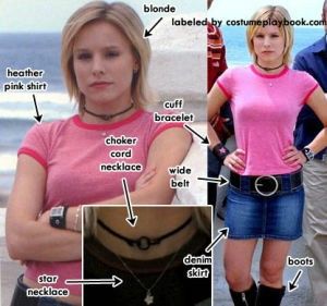 Veronica Mars, Hair Flow, Denim Boots, Shirt Cuff, Wide Belt, Cord Necklace, Pink Shirt, Marshmallows, Season 1