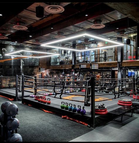 Commercial Gym Design, Home Gym Basement, Gym Lighting, Dream Home Gym, Dream Gym, Gym Design Interior, Mma Gym, Boxing Ring, Gym Setup