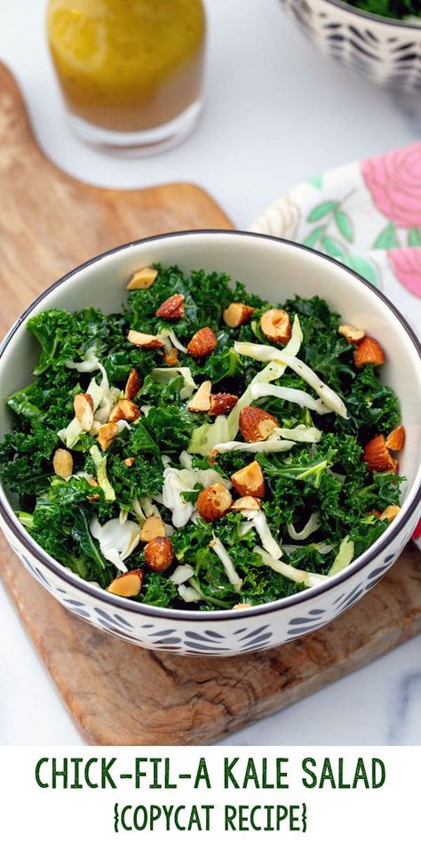 Chick-Fil-A Kale Salad {Copycat Recipe} Kale Crunch Salad Chick Fil A, Copycat Chick Fil A Kale Salad, Kale Crunch Salad Chick Fil A Recipe, Chick Fil A Kale Salad Recipe, Zepbound Diet, Kale Crunch Salad, Kale Salad Dressing, Kale And Cabbage, Salad Copycat