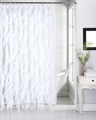 Amazon.com: DiamondHome Shabby Chic Ruffled Sheer Shower Curtain (Ivory, 70" x 72") : Home & Kitchen Sheer Shower Curtain, Ruffled Shower Curtain, Ruffle Shower Curtain, Tan Shower Curtain, Shower Curtain White, Luxury Shower Curtain, Extra Long Shower Curtain, Ivory Curtains, Ruffle Shower Curtains