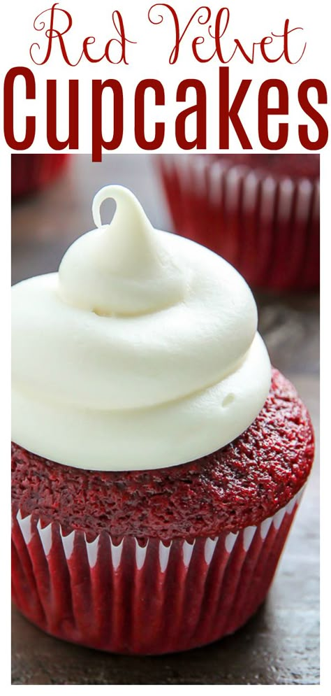 One Bowl Red Velvet Cupcakes - Baker by Nature Best Red Velvet Cupcake Recipe, Easy Red Velvet Cupcakes, Red Velvet Cupcakes Recipe, Cupcakes Red Velvet, Easy Red Velvet, Cupcake Cream, Cupcakes With Cream Cheese Frosting, Recipe Cake, Duncan Hines