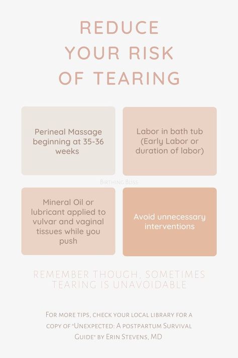 Reduce your risk of tearing:
- Perineal Massage beginning at 35-36 weeks
- Labor in a bath tub (during Early Labor or duration of labor)
- Apply Mineral Oil or lubricant to vulvar and vaginal tissues while you push
- Avoid unnecessary interventions
Remember though, sometimes tearing is unavoidable Perineal Massage How To Partner, When To Start Perineal Massage, How To Avoid Tearing During Labor, Perineal Massage To Prevent Tearing, How To Prevent Tearing During Labor, Natural Labor Tips, Avoid Tearing During Labor, Labor Massage, Prevent Tearing During Labor