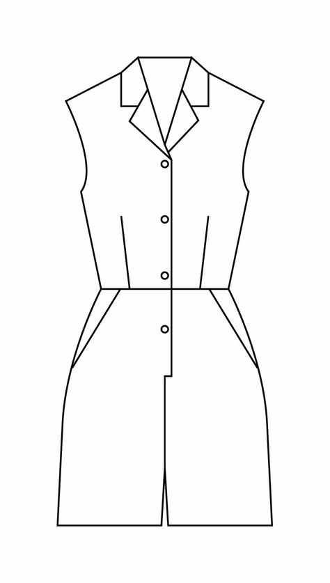 petit main sauvage: The great jumpsuit (and playsuit) tutorial Jumpsuit Drawing, Drawing Dress, Basic Dress Pattern, Fashion Illustration Poses, Jumpsuit Pattern Sewing, Fashion Design Template, Fashion Illustrations Techniques, Clothing Sketches, Dress Design Drawing