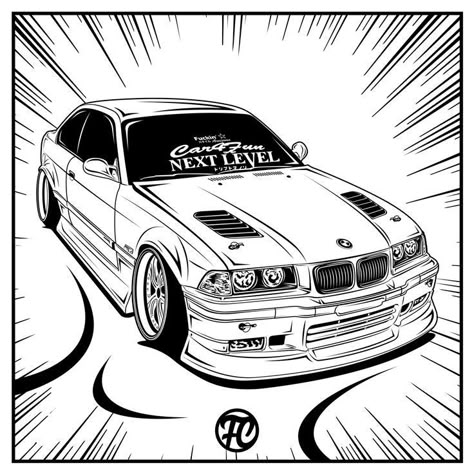 Bmw E36 Drift, E90 Bmw, Bmw Art, Automotive Illustration, Bmw E34, Jdm Wallpaper, Cool Car Drawings, Cool Car, Album Art Design