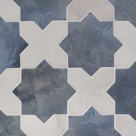 Star And Cross Tile, Cross Tile, Blue Tile Floor, Laundry Room Tile, White Laundry Rooms, Laundry Room Flooring, Mediterranean Tile, Bathroom Shower Walls, Interior Tiles