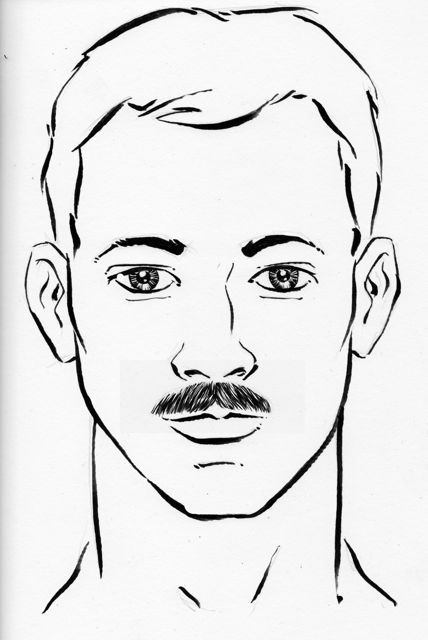 Regent http://www.arsenalpulp.com/bookinfo.php?index=374 Mustache Drawing, Landscape Pencil Drawings, Man Drawing, Face Outline, Draw Faces, Sketches Of People, Human Figure Drawing, Human Drawing, Face Chart