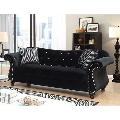 Black Living Room Set, Glam Sofas, Black Fabric Sofa, Black Living Room, Nail Head, Black Sofa, Curved Back, Furniture Of America, Best Sofa