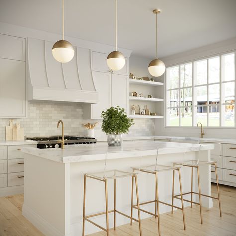 The Kitchen is the center of family life. Besides a space for preparing food, the kitchen is the social heart and an intimate domestic space, and how you light this unique room has a lasting impact on everyday life. When updating our kitchens, we think a lot about style, finish, and details - but the best kitchen light Globe Pendant Lights Over Kitchen Island, Modern Pendant Lighting Kitchen Island, Peninsula Lighting, Adu Interior, Redecorate Room, Condo Decorating Ideas, Palette Living Room, Cupboard Colors, Best Kitchen Lighting